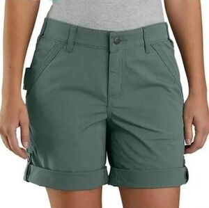 Carhartt Force Shorts Womens Original Fit Green Ripstop Pockets, Size 4